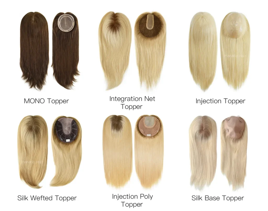 Comparison of six hair topper base designs