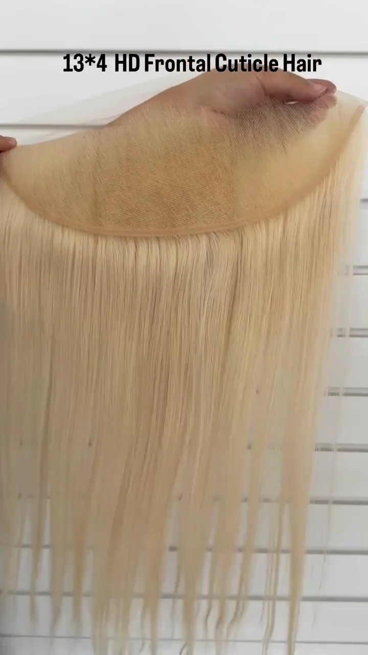 Rückseite eines blonden Lace-Frontals mit sichtbarer Lace-Basis